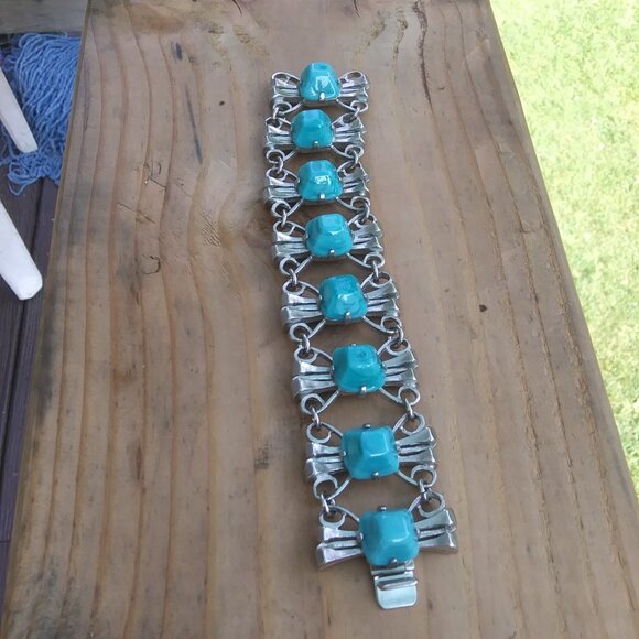 Vintage Castlecliff chunky southwest brutalist vibes statement bracelet - Picture 3 of 16